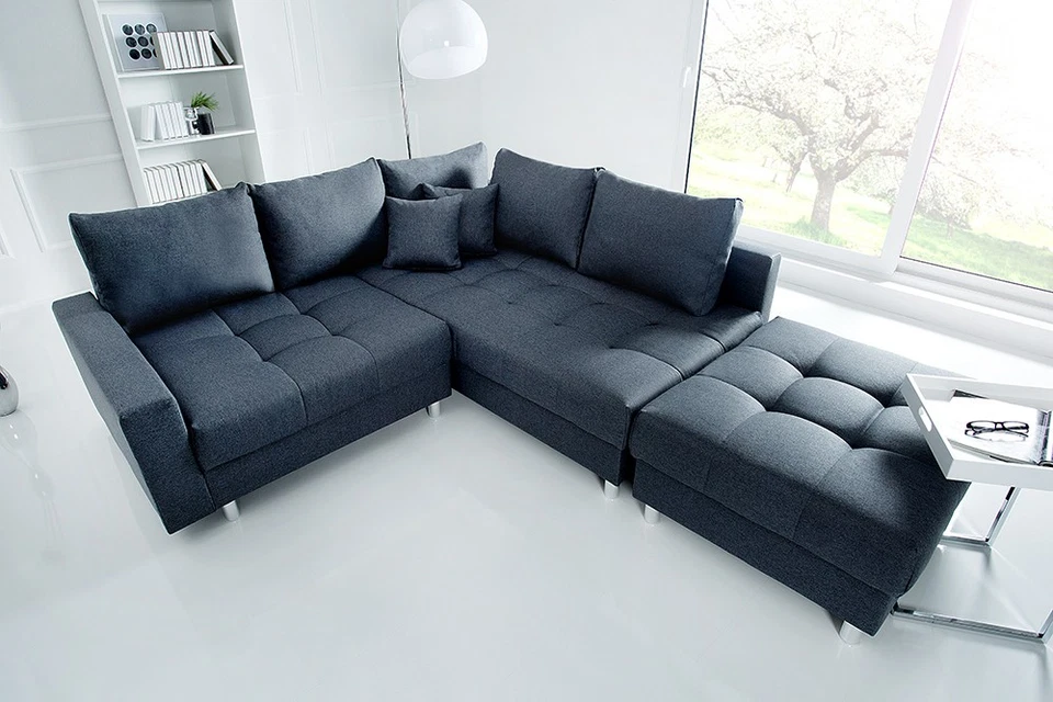 Wohnlandschaft KENT 220cm inkl. Hocker Ecksofa L-Sofa Couch Federkern Eckcouch - Bild 3 von 4