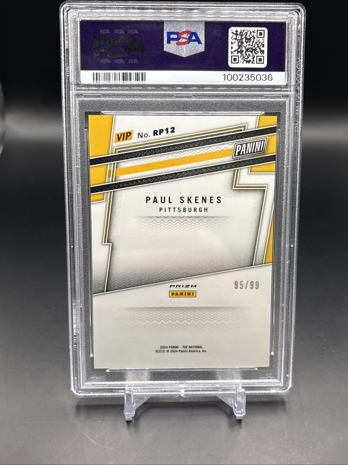 2024 PANINI NSCC VIP GOLD PROSPECTS GREEN SPARKLE PAUL SKENES #RP12 95/99 PSA 9 view 2