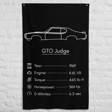 GTO Judge 1969 Car Silhouette Flag 3x5 ft Garage Banner Man Cave Wall Decor Gift