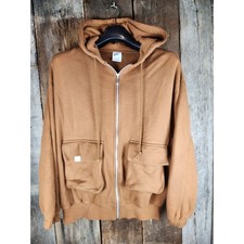 Nike Womens Utility Cargo Full Zip Hoodie Camel Brown Oversized Sweatshirt XS