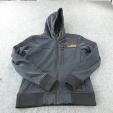 Simms Jacket Hoodie Mens Small Black Softshell Full Zip Riverbed Embroidered