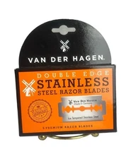 VAN DER HAGEN Double Edge Razor Blades 5 Count Silver German Made Smooth Shave