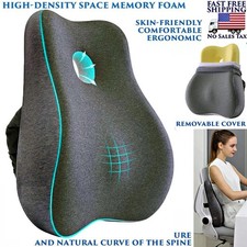 LUMBAR SUPPORT PILLOW MEMORY FOAM CUSHION FOR OFFICE CHAIR CAR SEAT PAIN RELIEF