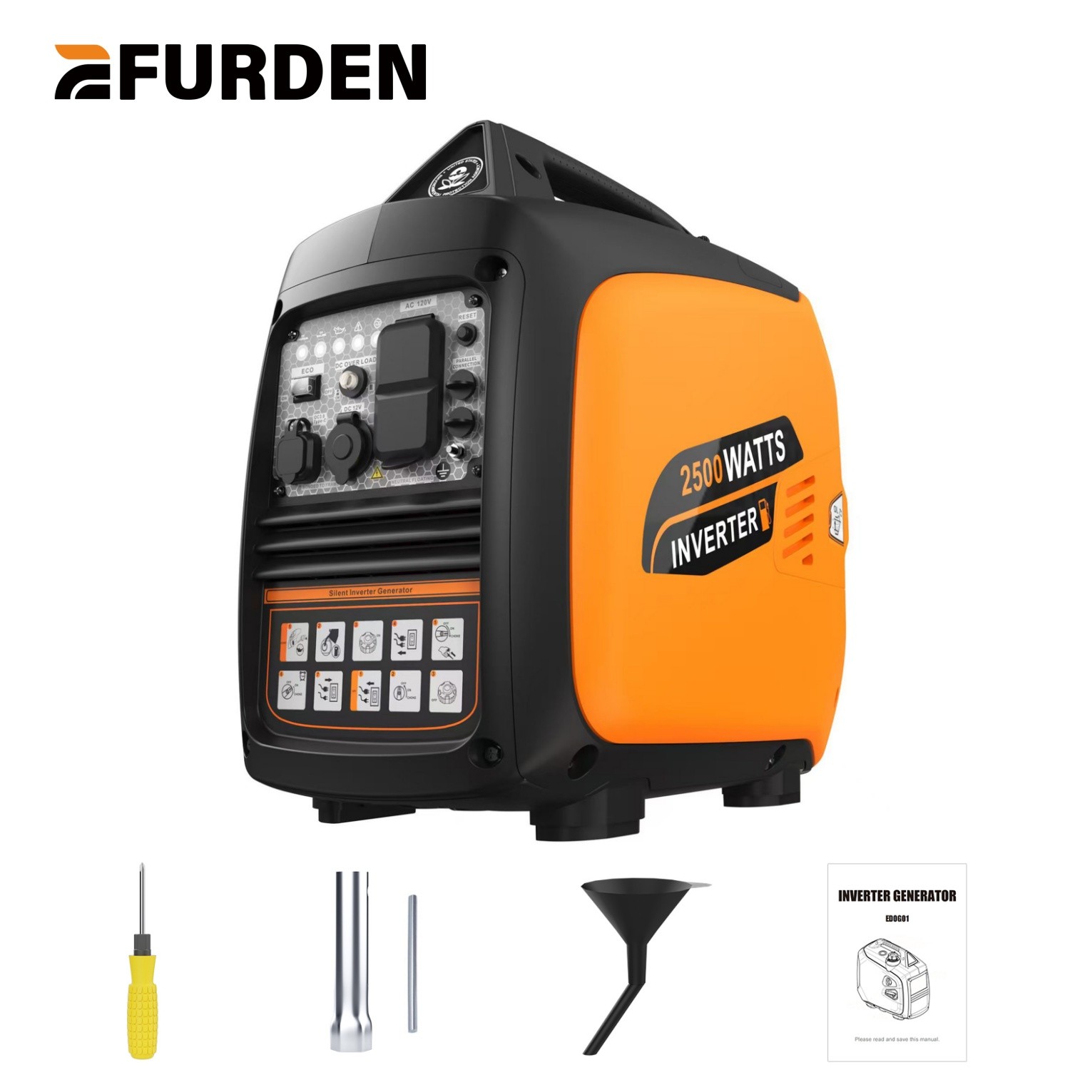 2500-Watt Portable Inverter Generator, Gas Powered Generator for Emergency Home