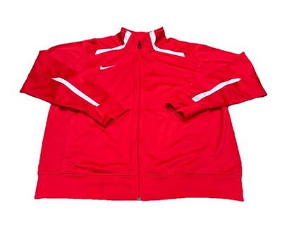 Nike Overtime Men s Warmup Track Jacket Full Zip Red w/White Stripes Size Large