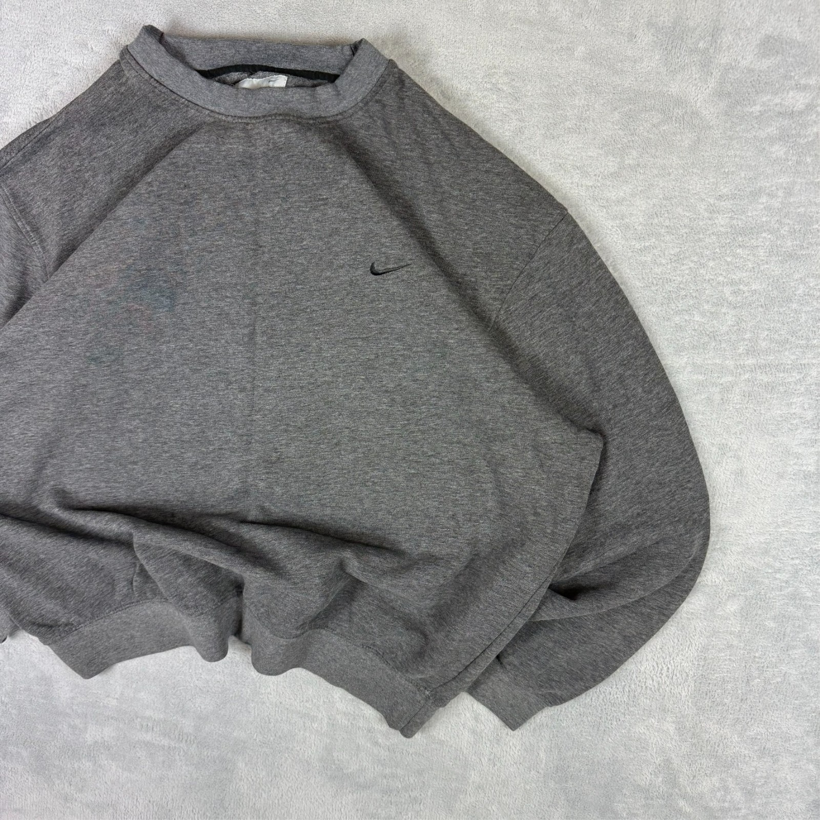 Vintage Nike 2000's Y2K Grey Mini Swoosh Heavyweight 2XL Pullover Sweatshirt image 3