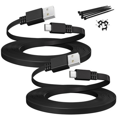 Itramax Micro USB Cable 20 FT (2Pack),Flat Power 20FT/6M, Black