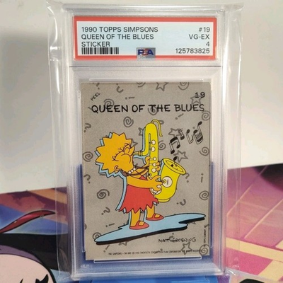 #ad #ad 1990 Topps Simpsons Queen of the Blues #19 Lisa Simpson Sticker Card PSA 4 $15.99