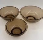 Set of 3 Pyrex Nesting Bowls Amber Brown 322 1 QT /323 1.5 QT / 325 2.5 QT VTG