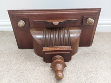 Antique ornate rectangular clock bracket, wall shelf, transfer detail, finials