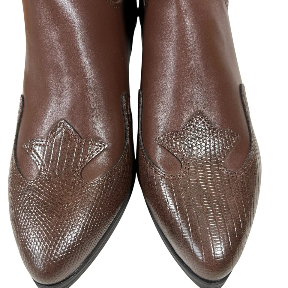 Botas occidentales Soda Chick tacón cremallera dedos puntiagudos imitación cuero marrón - talla 8 Foto 3 de 4