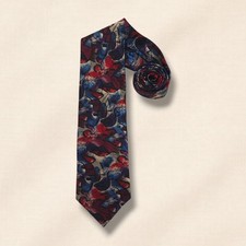 Wembley Vintage Polyester Necktie Abstract Floral Red Blue Purple USA Wide OS