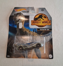 2022 Hot Wheels Jurassic World Dominion Character Cars 3 Velociraptor Blue
