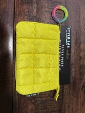 Style.Lab Puffer Pouch Yellow 3 Expandable Pockets Rainbow Coil Keychain