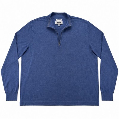 Joseph Abboud Sweater Men's XL Blue 1/4 Zip Pullover Extra Fine Merino Wool