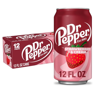 Dr Pepper Strawberries & Cream Soda 12 Pack 12oz Cans Soft Drink