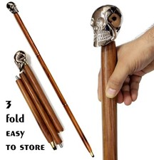 Walking Stick Full CHROME Head Skull Design Cane Rosewood Crafted Walking Cane