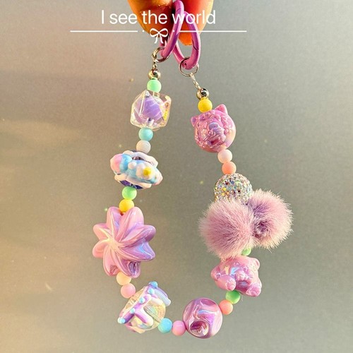 Colorful Bag Pendant Keychain Plush Phone Charm Rope New Mobile Phone Strap - Zdjęcie 7 z 10