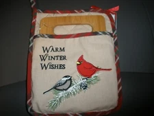 NEW Bird Warm Winter Wishes Potholder & Cutting Board (059)
