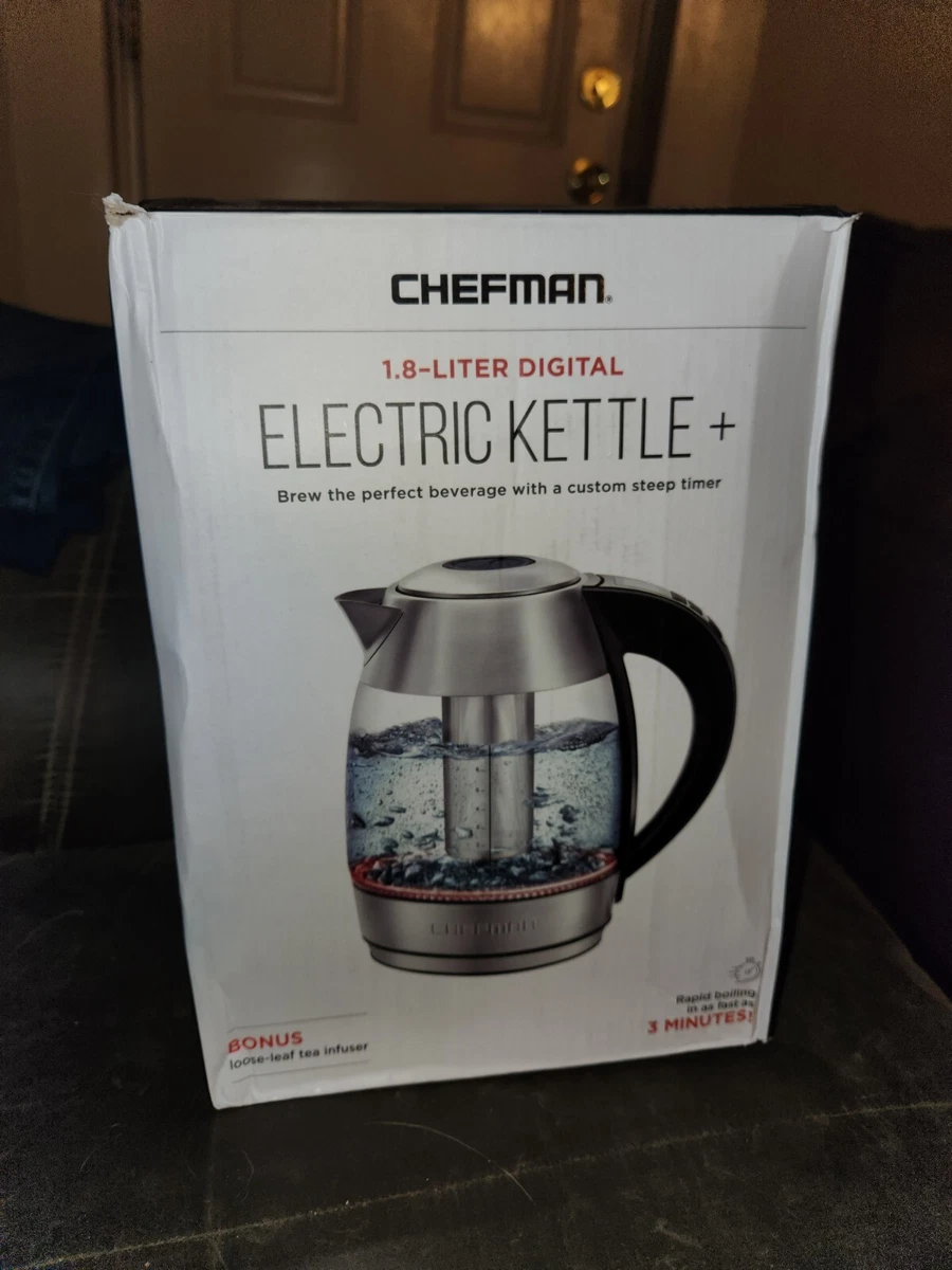 CHEFMAN 1.8 Liter water boiler Electric Glass Kettle w/ 5 Presets & Tea  Infuser 816458024488