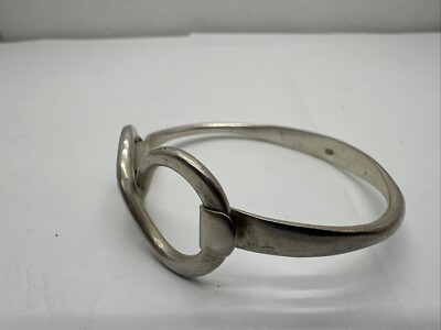 Solid 925 Sterling Silver Infinity Hook Clasp Flat Bangle Bracelet
