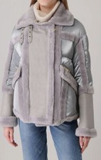 $2190 Nicole Benisti Women's Gray Quilted Down Coat Jacket Size M