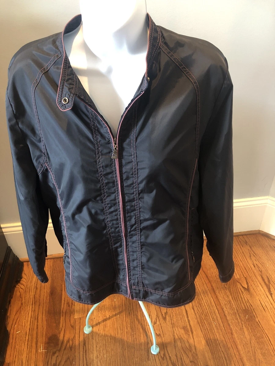 Crocodile Ladies 105cm Large Blue Windbreaker Zip Jacket WPurple Stitching