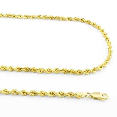 10k Solid Yellow Gold Diamond Cut Rope Chain Necklace 24" 3 mm 12 grams (023rr) - Picture 2 of 15