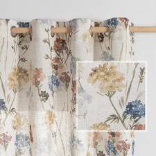 Living Room Curtains 95 Inch Length Semi Sheer Curtains Linen Look Natural