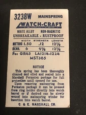WATCH-CRAFT Mainspring 3283W for Gruen 43, Langendorf 1214, 1224 - Alloy