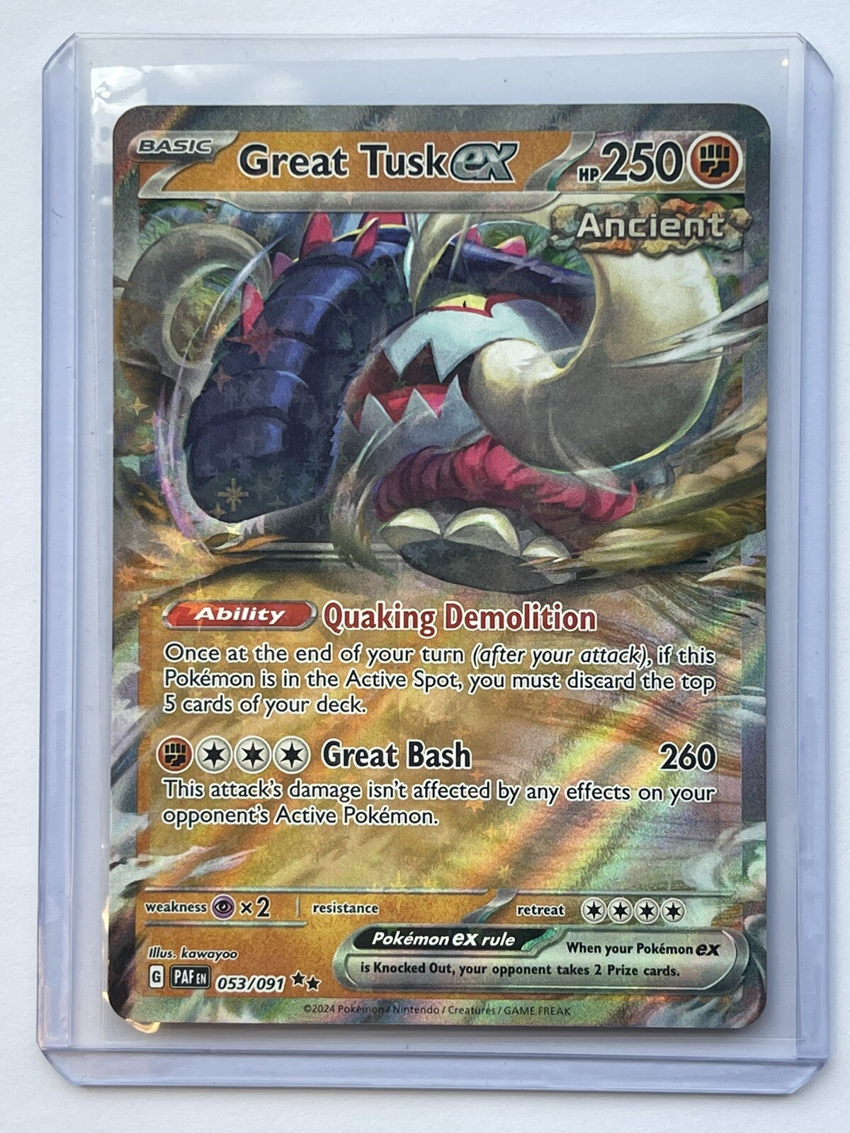 Great Tusk EX 53/91 Pokemon TCG Paldean Fates Double Rare - NM
