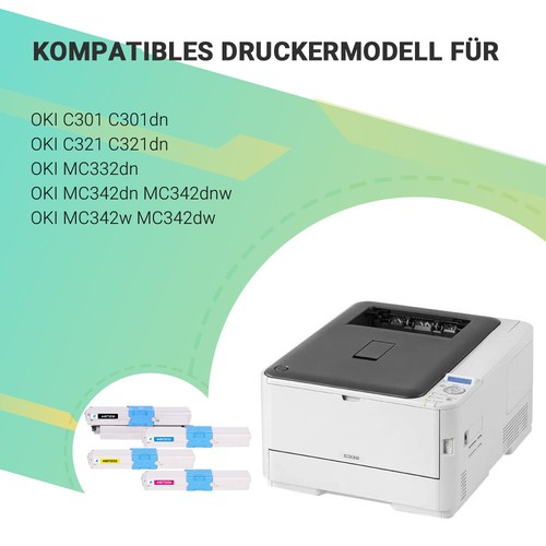 1-12XL Toner für OKI C301 C301dn C321dn MC332dn MC342dn MC342dnw MC342w MC342dw - Afbeelding 4 van 24