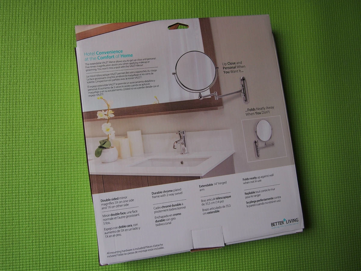Better Living - 8'' Diameter Valet Wall Mount Magnified Swivel Mirror [Chrome]