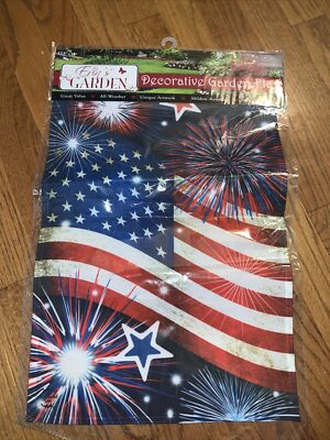 New Mini Garden Flag USA PATRIOTIC Fireworks 4th of July Stars & Stripes  tb