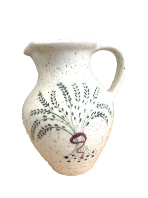 Royal Haeger White Earth Speckled Pitcher Flower Fern Bouquet Spray 8 Wildflower
