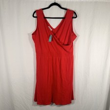 New Maurices Knee Length Dress Women's XL Red Ribbed Vneck Sleeveless Cotton Bl