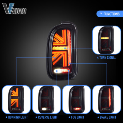 VLAND Smoked LED Tail Lights For 2007-2015 Mini Cooper Clubman R55 Assembly Pair