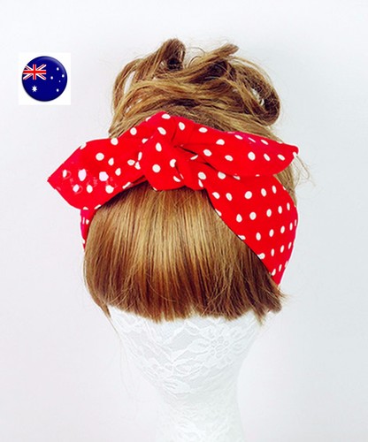 Women Girl Retro Vintage Boho bohemian Polka Dot bow scarf Hair head band tie up - Bild 1 von 25