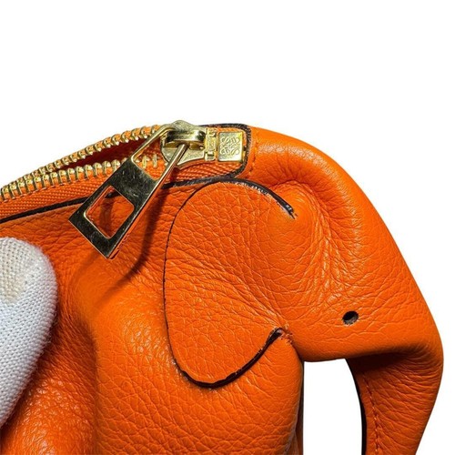 LOEWE Elephant Coin Purse Orange Leather Made in Spain With Box #706EK73 - Picture 3 of 11