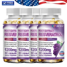 Resveratrol Extract Capsules 1200 MG Natural Supplement Anti Aging Antioxidant