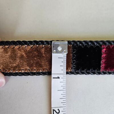 Vintage 1980s Elite Women\'s Tapestry Velvet Color Block Belt Size Medium 29\