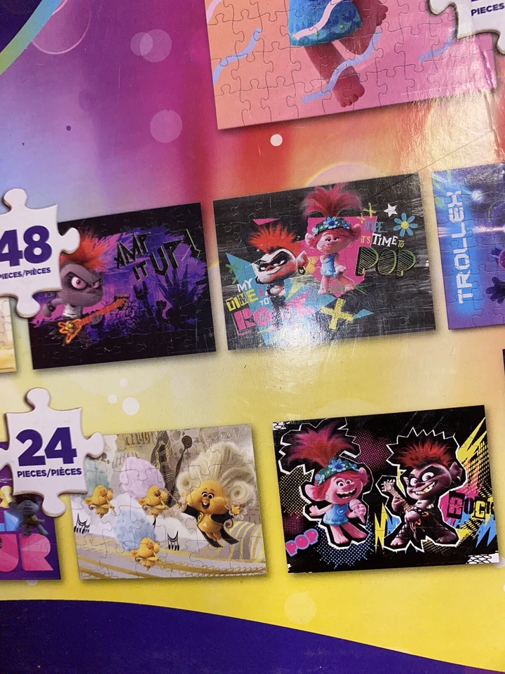 Trolls World Tour Glitter Puzzle – 48 Pieces & Small ￼ Bonus Puzzle - Image 4 of 4