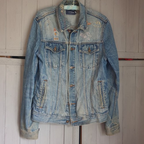 Topman Blue Denim Jacket Sz M Cotton Denim Retro - Picture 3 of 6