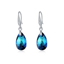  Trendy pear shaped crystal  earrings made with Swarovski Elements BARMUDA BLUE