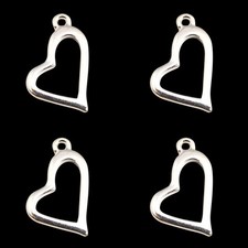 ❤ 20 x Silver Plated OPEN HEART Charms 20mm Jewellery Making Findings UK ❤
