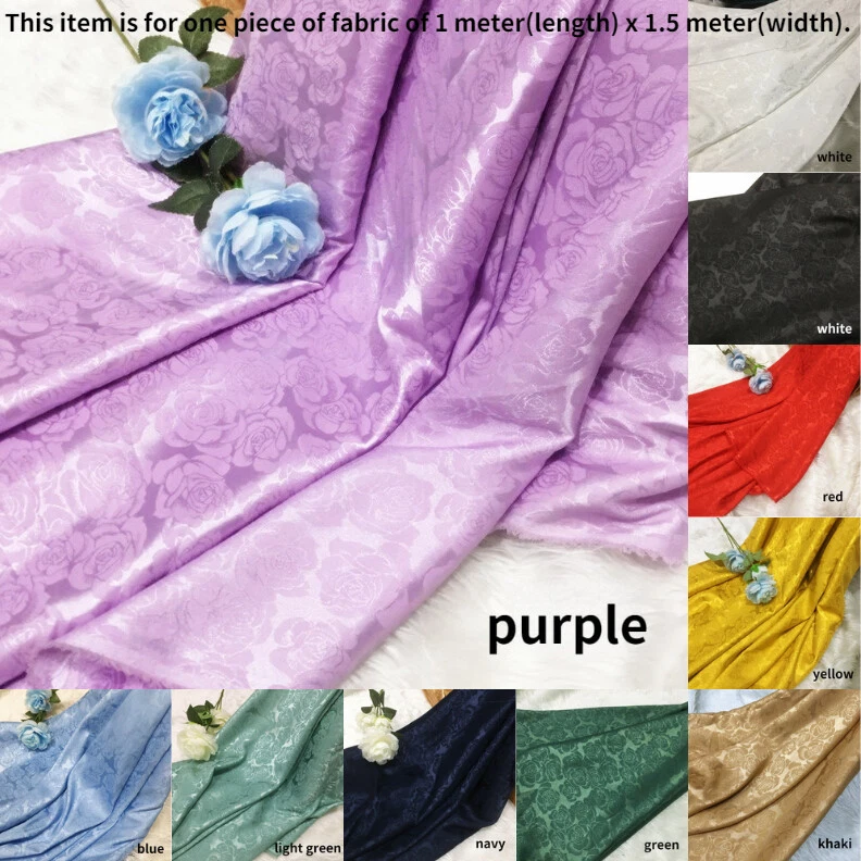 150*100cm Rose Floral Brocade Damask Fabric Faux Silk Satin DIY Sewing Material - image 4 of 4