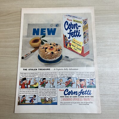Post's Corn-Fetti Cereal Corn Flakes 1953 Vintage Print Ad Life Magazine