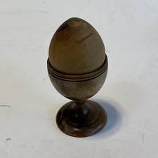 Vintage Handcrafted Olive Wood Egg & Holder Bethlehem Israel Religious T119