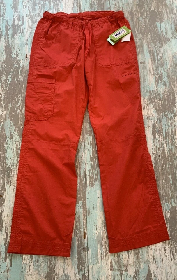 Pantalones Médicos XS Landau Elastizados Para Mujer Caqui Rojo Claro Nuevos con Etiquetas Elásticos Foto 2 de 4