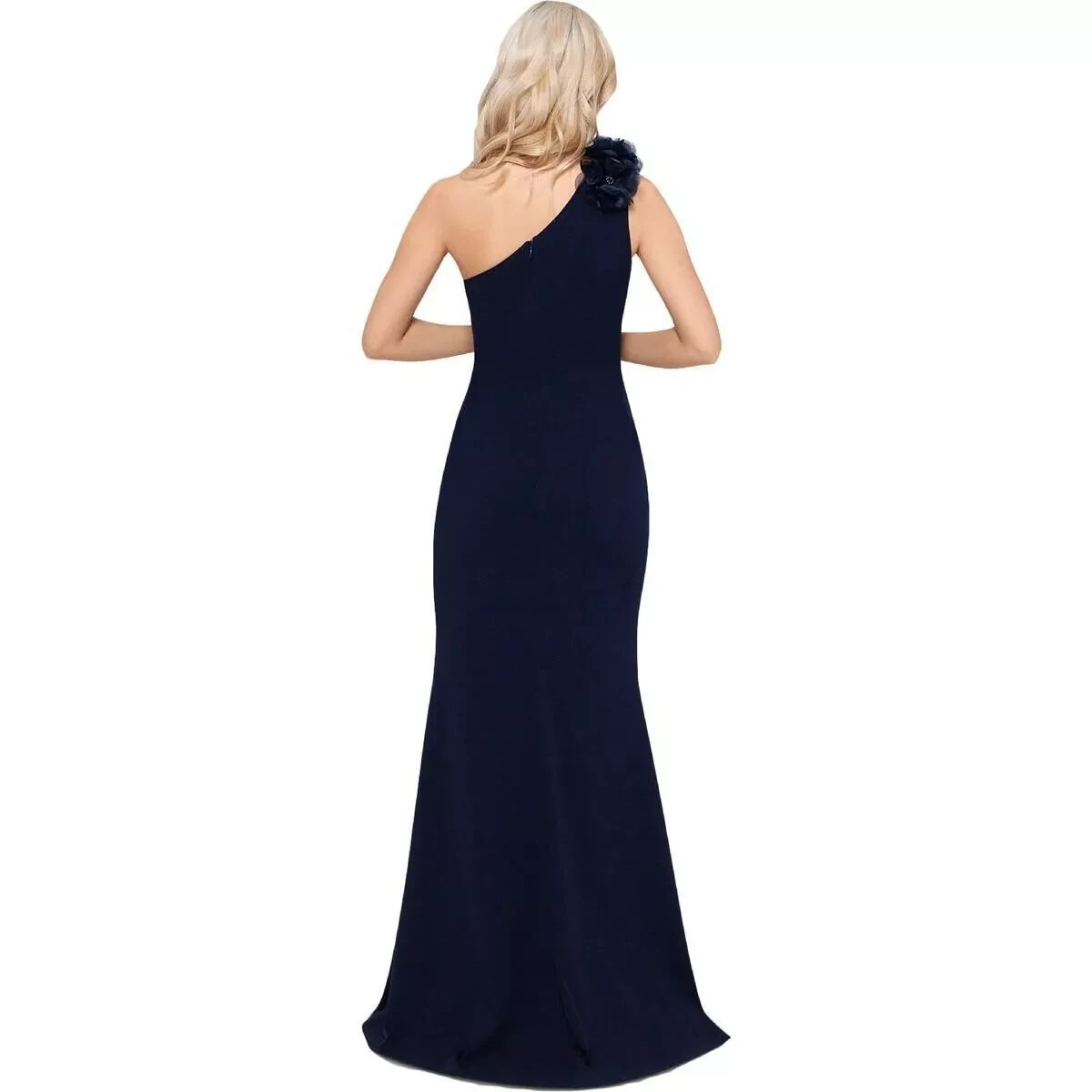 xscape one shoulder blue dress Xscape Bow One Shoulder Crepe Gown